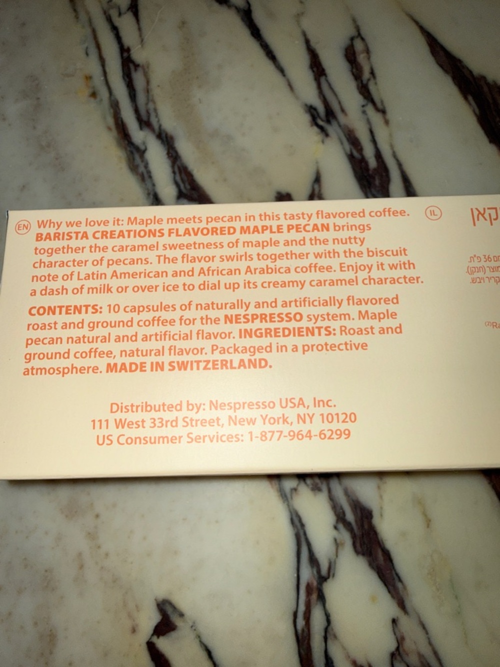 Nespresso Maple Pecan Espresso 10 Capsule Box - Picture 3 of 6